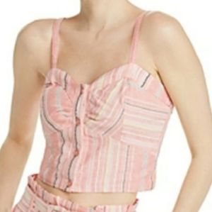 Parker Katarina Crop Top Sunset Pink Button Adjustable Straps Stripe Size XS